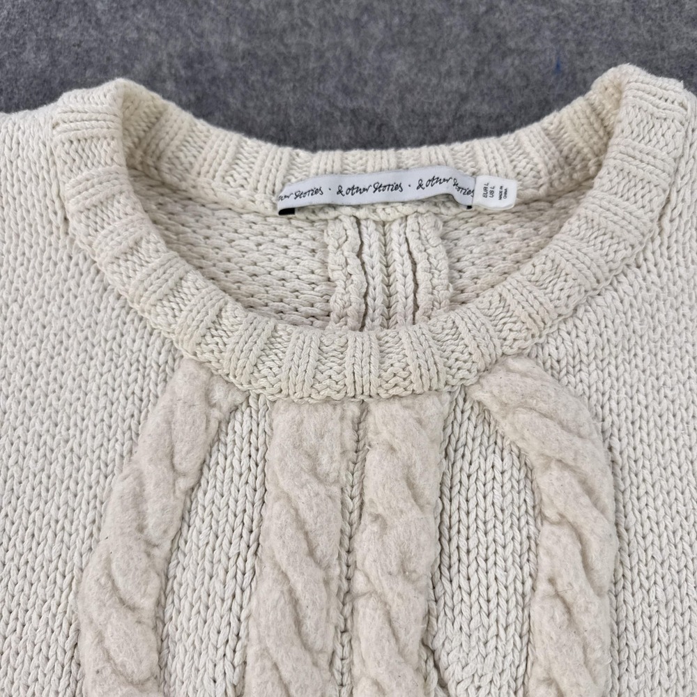 & Other Stories Sweater Womens Large Cream Beige Chunky Cable Knit Wool Blend - Picture 3 of 10